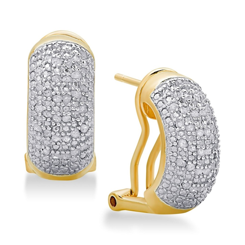 Sterling Silver Diamond Hoop Earrings